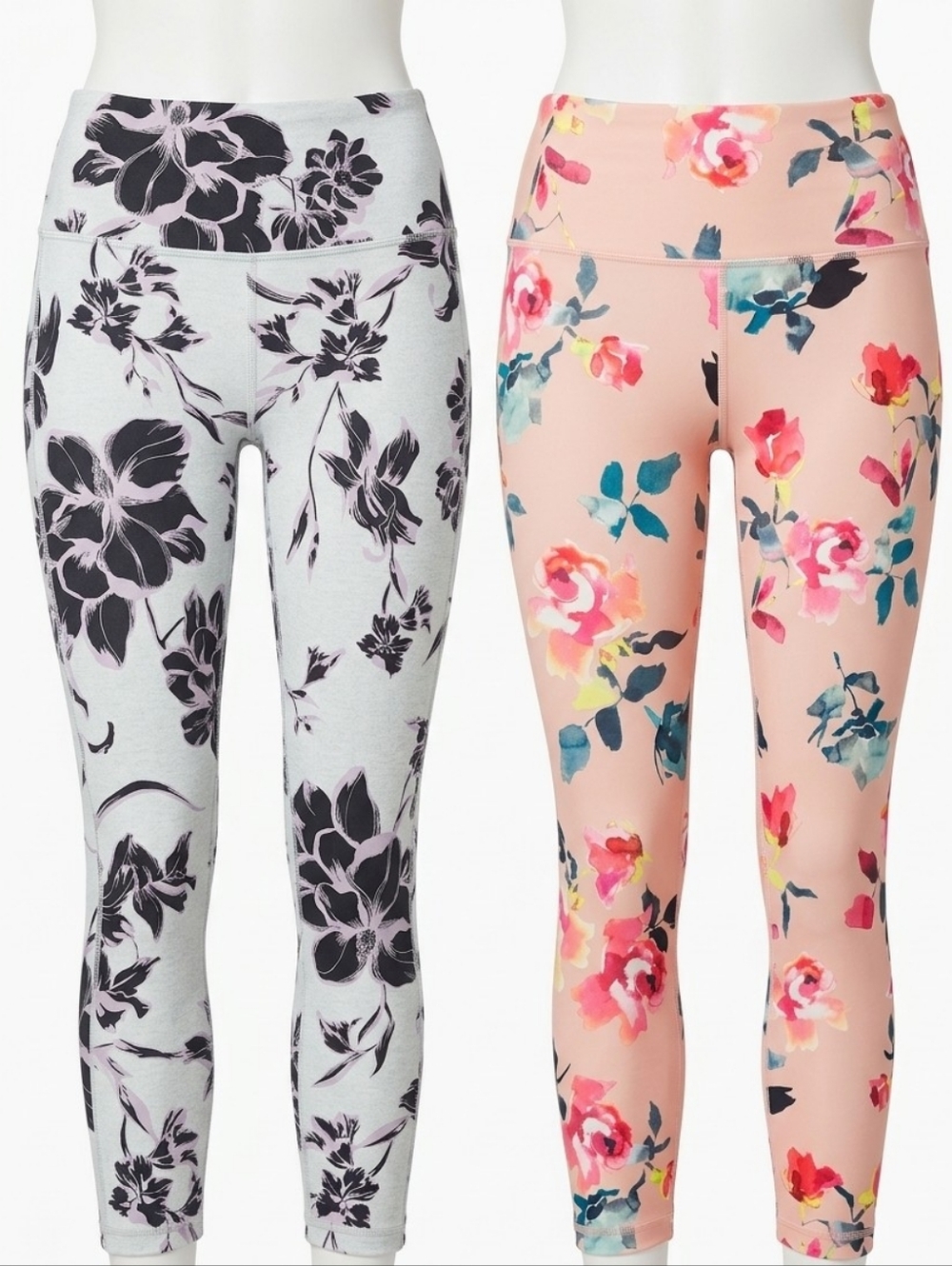 Athleta Floral High-Rise 7/8th Cropped Leggings  — Pink Or Light Gray